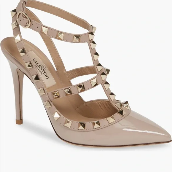 Valentino Garavani Rockstud T-Strap Pointed Toe Pump Size 38 - Picture 2 of 10